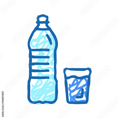 bottle and cup water icon doodle illustration