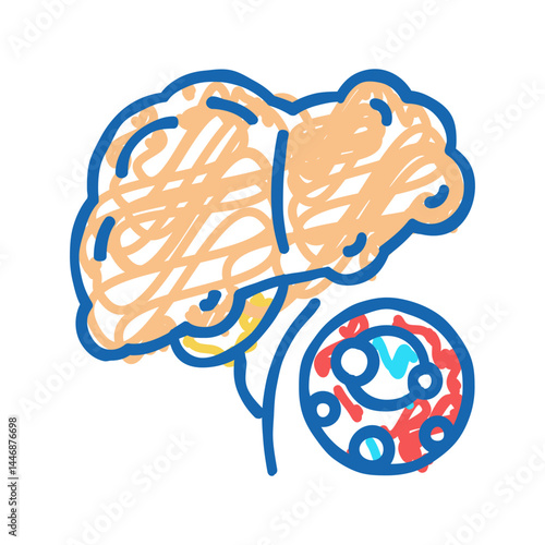 fatty liver dystrophy disease icon doodle illustration