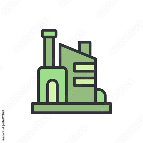 Factory colored icons, minimalist vector illustration ,simple transparent graphic element .Isolated on white background