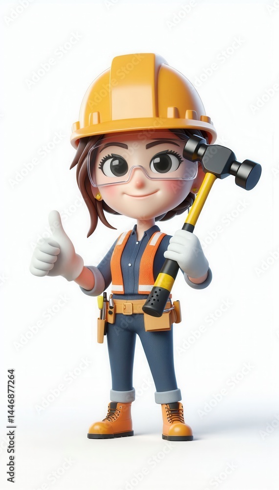 Construction worker character studio environment 3d illustration positive vibes engaging design Construction worker character studio environment 3d illustration positive vibes engaging design