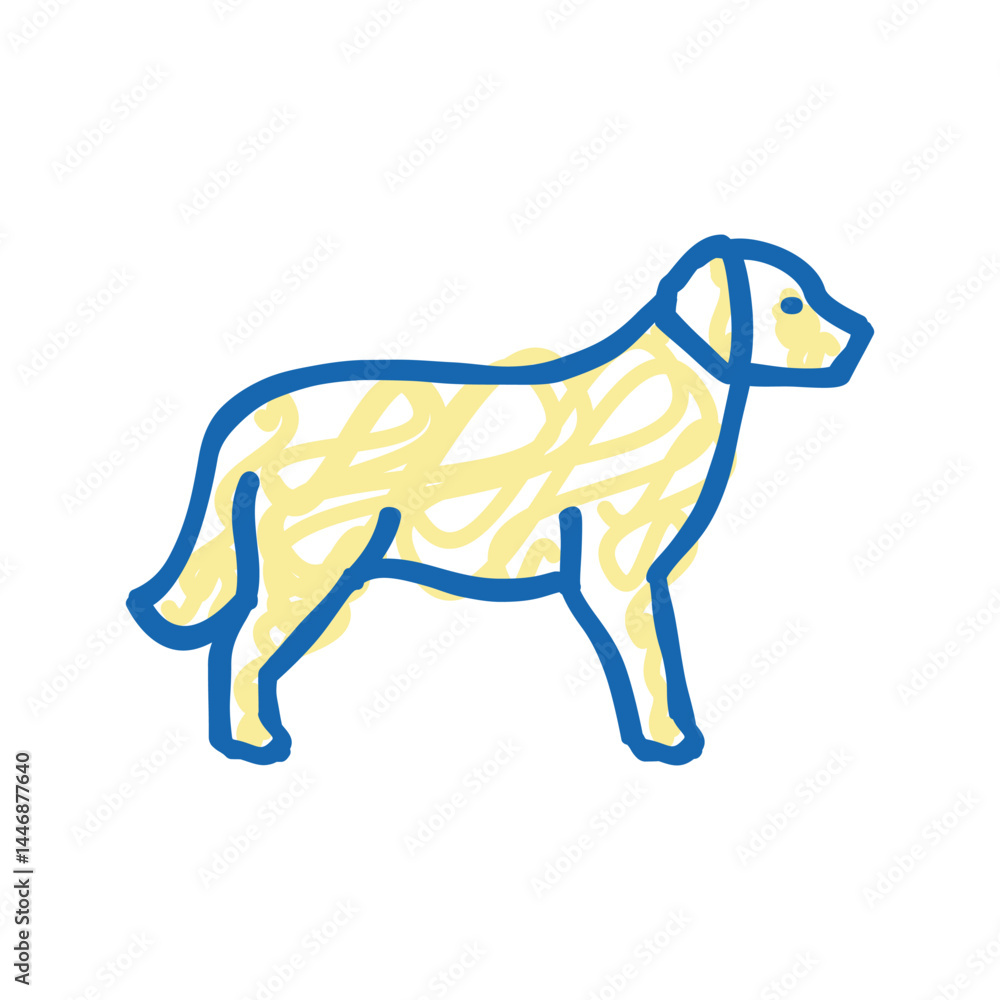 Fototapeta premium golden retriever dog icon doodle illustration