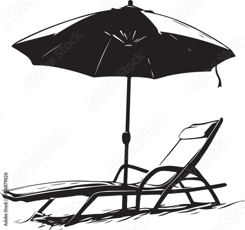 beach chair with umbrella, beach, umbrella, summer, chair, sea, parasol, travel, sun, vacation, sand, isolated, relaxation, vector, holiday, illustration, water, relax, white, resort, leisure, lounge,