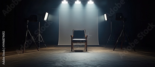 Studio setup chair, lights, backdrop