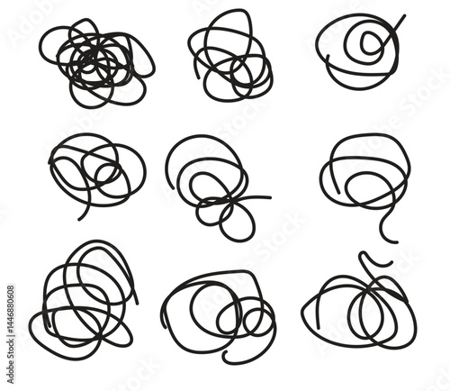 Hand Drawn Doodle Scribble Set – Vector Tangle Line Art Collection