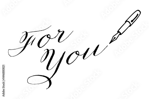 手書きの筆記体で書いたような、For You（あなたへ）のレタリング（カリグラフィー）
