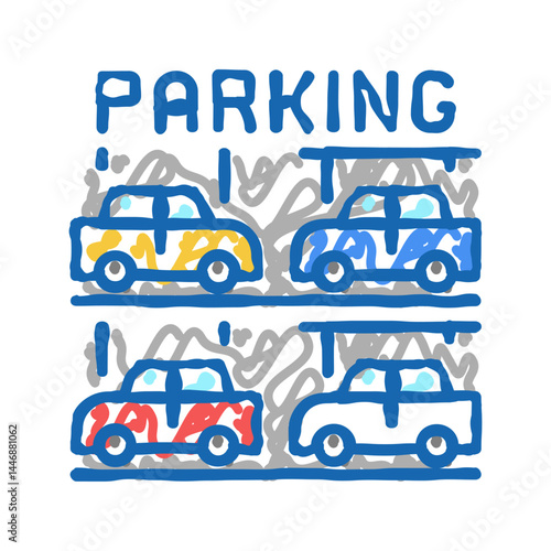 multilevel parking icon doodle illustration
