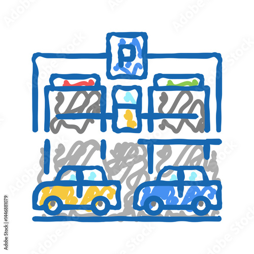 equipment parking icon doodle illustration
