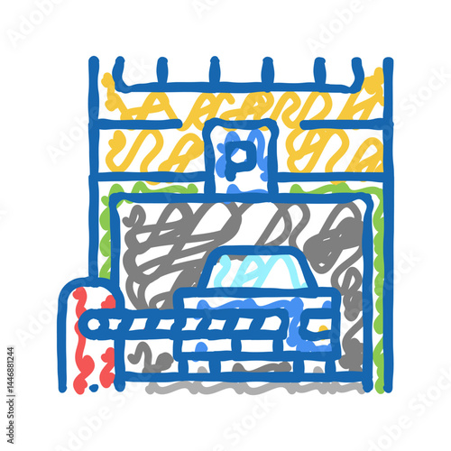 barrier of parking icon doodle illustration