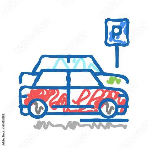 street parking icon doodle illustration