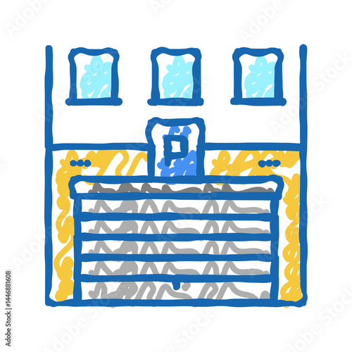 building parking icon doodle illustration