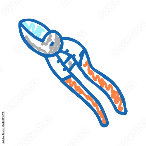 secateurs gardening tool icon doodle illustration