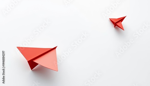 Free Download Red paper airplane changing course from a white one, symbolizing a new business direction Creative paper art style, paper craft, success - GFXLoad