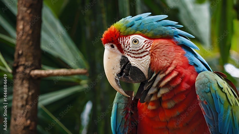 Fototapeta premium A very beautiful macaw perched on a branch.