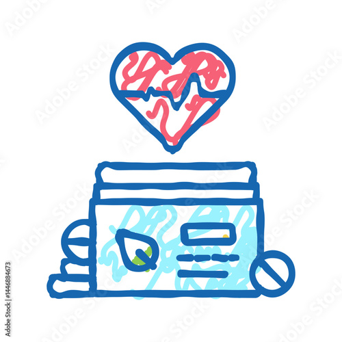 heart treatment homeopathy pills icon doodle illustration