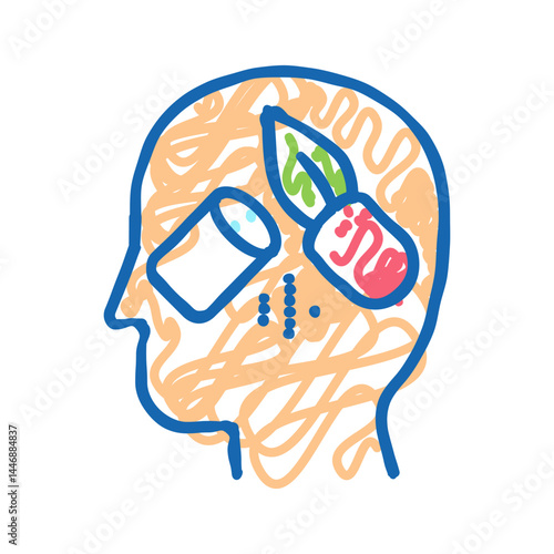 natural homeopathy pill icon doodle illustration