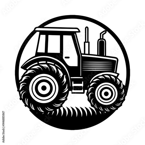 Farm tractor silhouette graphic design