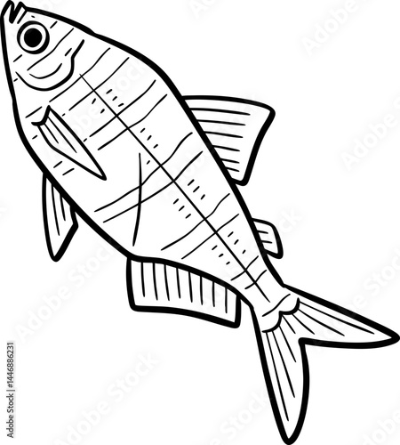 hand drawn cartoon illustration of a fish.