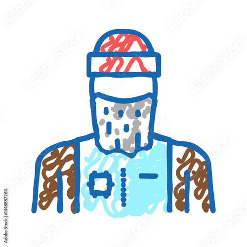 man refugee icon doodle illustration