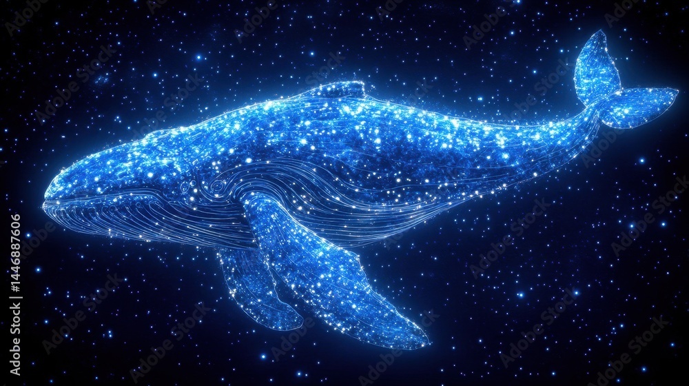 Galactic whale constellation shimmering in the night sky a cosmic spectacle of marine life and celestial wonder creating a breathtaking aquatic scene Galactic whale constellation shimmering in the night sky a cosmic spectacle of marine life and celestial wonder creating a breathtaking aquatic scene