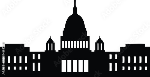 Washington Capitol building skyline silhouette vector, Washington building black vector illustration