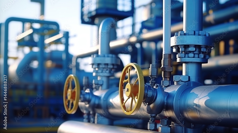 Obraz premium Pipelines in oil industry plants
