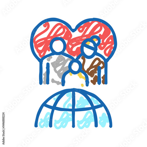 family refugee world aid icon doodle illustration