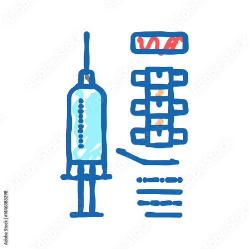 injection scoliosis treat icon doodle illustration