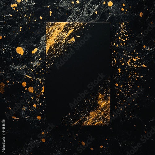 Black and gold birthday card with masculine elegance, simple diagonal lines, metallic ink simulation, luxury feel, strong visual composition, blank interior area