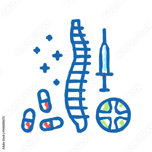 treatment scoliosis icon doodle illustration