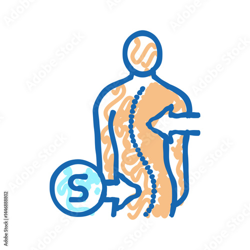 s-shaped scoliosis icon doodle illustration