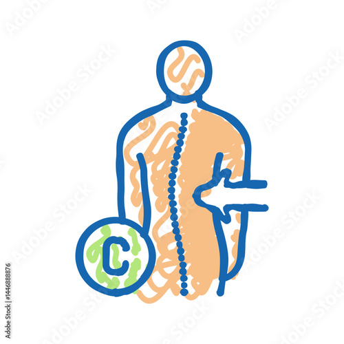 c-shaped scoliosis icon doodle illustration