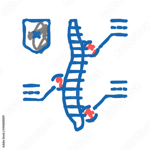 symptoms scoliosis icon doodle illustration