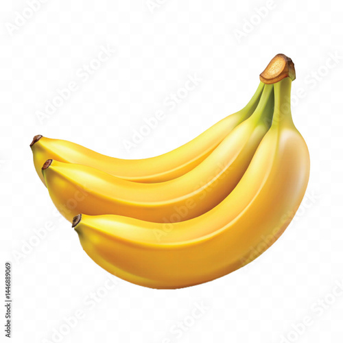 realistic yellow banana fruits isolated on transparent background