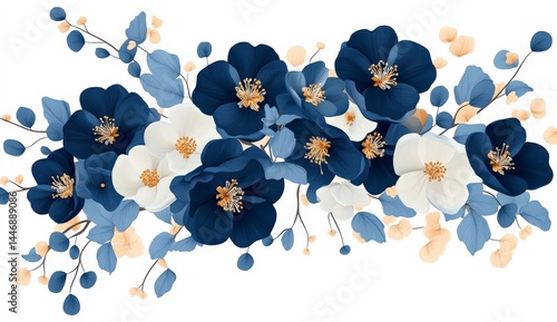 Navy Blue and Off White Floral Arrangement