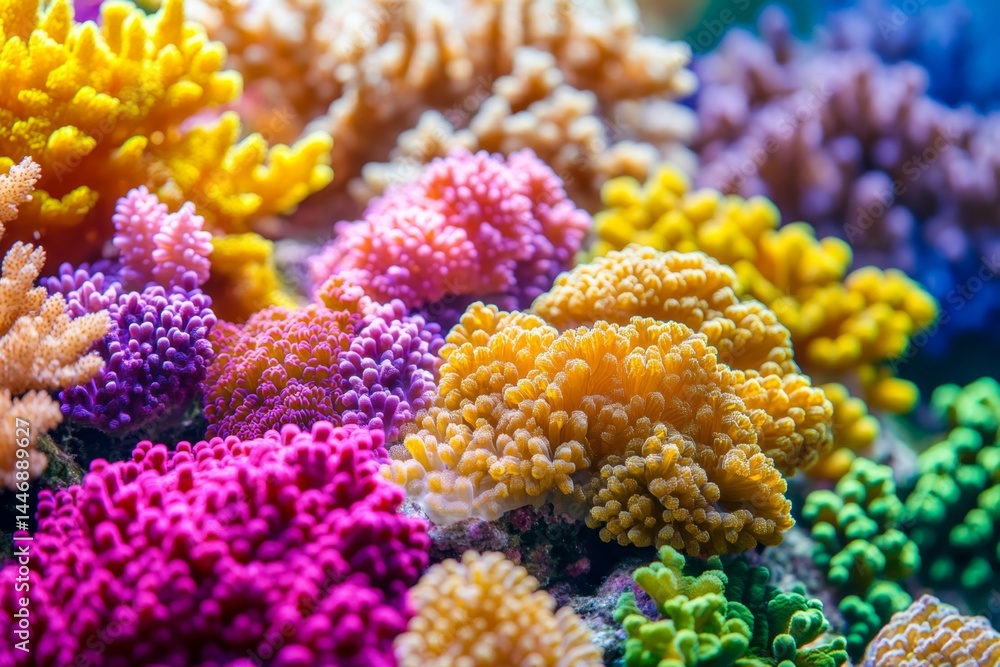Fototapeta premium Vibrant coral reef, close-up
