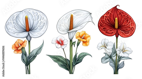 Wallpaper Mural Colorful Floral Illustration Arrangement With Isolated Flowers, Decorative Pixel Art Background Torontodigital.ca