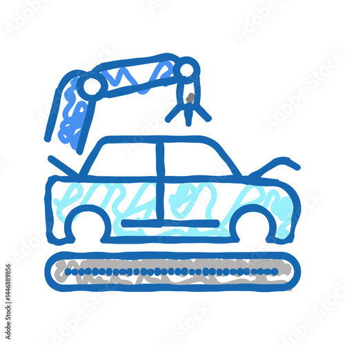 apply primer on car body icon doodle illustration