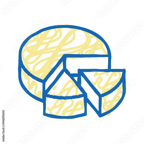 cooked cheese food dairy product icon doodle illustration