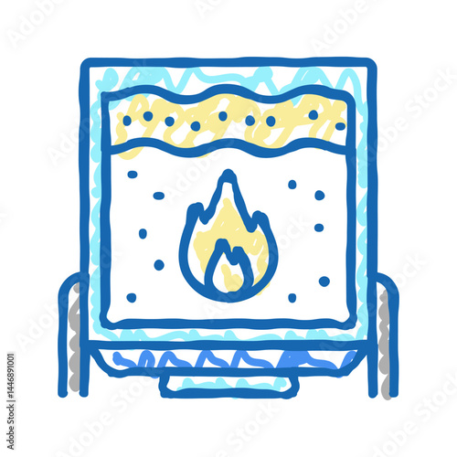 scalding cheese equipment icon doodle illustration