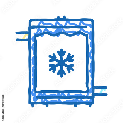 refrigerator cheese production icon doodle illustration