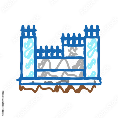 structure with reinforcement concrete icon doodle illustration