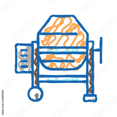 concrete production mixer icon doodle illustration