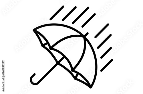 雨と傘のシンプルアイコンベクターイラスト