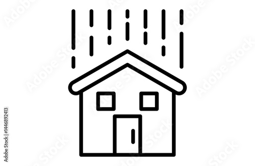 雨の日の住まいのシンプルアイコンベクターイラスト