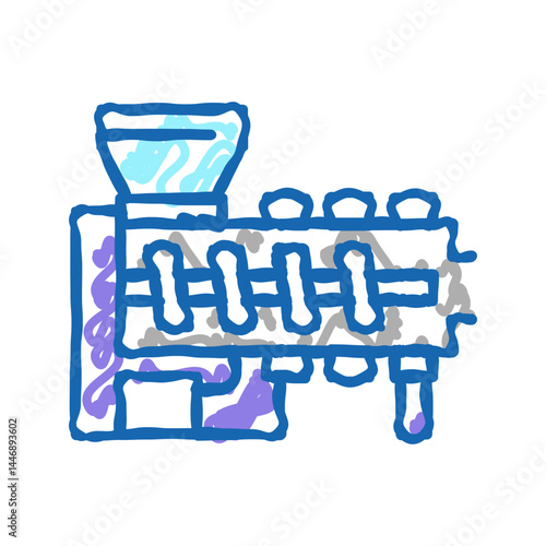 hot melt extrusion pharmaceutical production icon doodle illustration