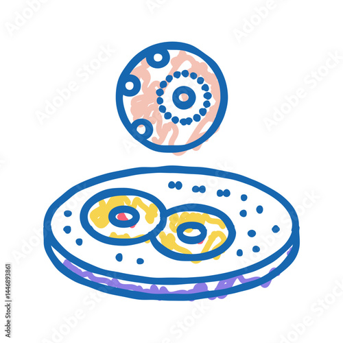 microorganism culture pharmaceutical production icon doodle illustration