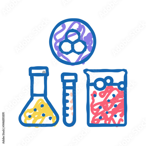 chemical substrate pharmaceutical production icon doodle illustration
