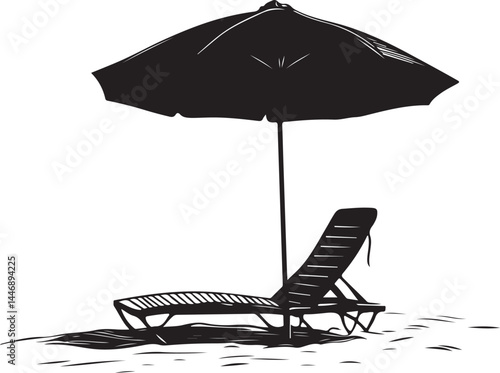 beach chair with umbrella, beach, umbrella, summer, chair, sea, parasol, travel, sun, vacation, sand, isolated, relaxation, vector, holiday, illustration, water, relax, white, resort, leisure, lounge,