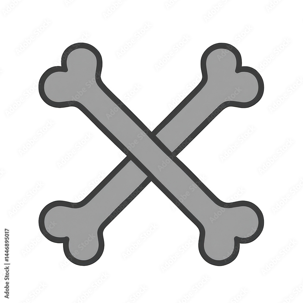 Classic crossed gray bones design, often used as a symbol for danger, pirates, or mortality in graphic art. Classic crossed gray bones design, often used as a symbol for danger, pirates, or mortality in graphic art.
