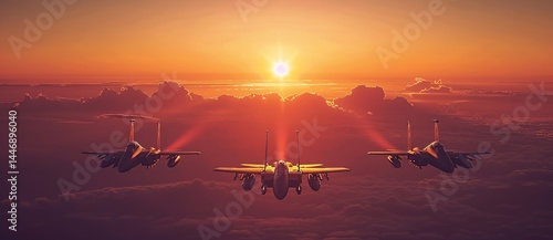 The sun sets behind the plane creating a beautiful and dramatic view.